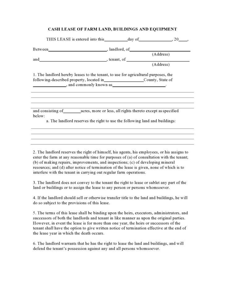 Printable Land Lease Agreement Form Free
