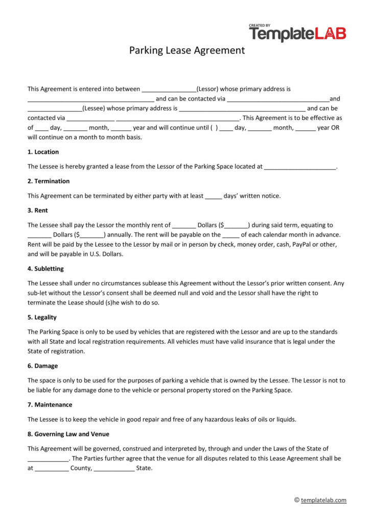 Printable Yearly Lease Agreement