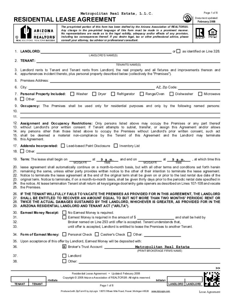 Arizona Association Of Realtors Lease Agreement - Fill Online regarding Free Printable Arizona Residential Lease Agreement