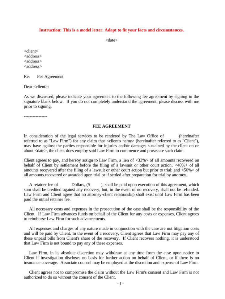 Contingency Agreement Template Sample