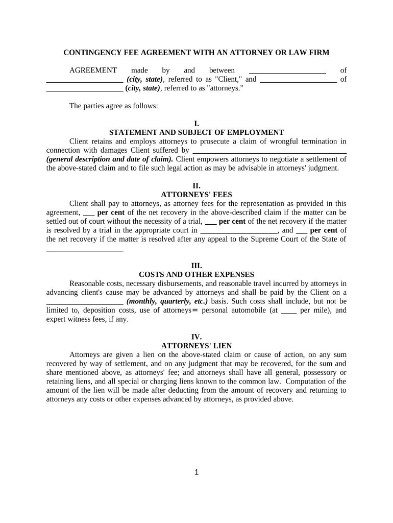 Contingency Fee Agreement Template: Pre-Built Template | Airslate pertaining to Contingency Agreement Template Sample