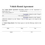 Editable Vehicle Rental Lease Agreement   Car Rental Agreement Pertaining To Printable Vehicle Lease Agreement Form