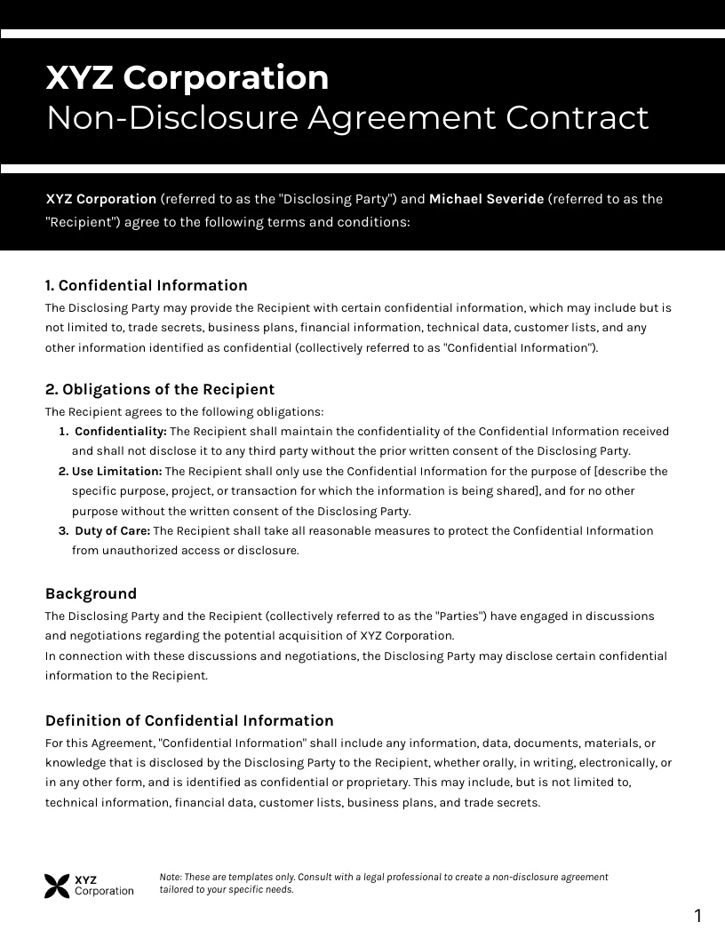 Einfacher Vertrag Zur Geheimhaltungsvereinbarung Für Schwarz-Weiß pertaining to Black And White Agreement Template