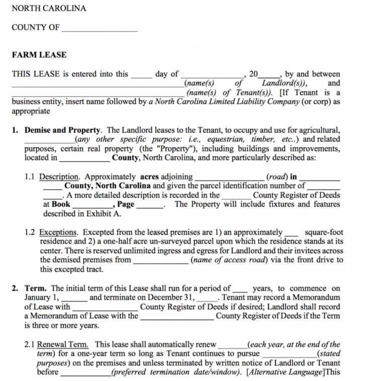 Farm Land Lease Agreement Free Printable Form