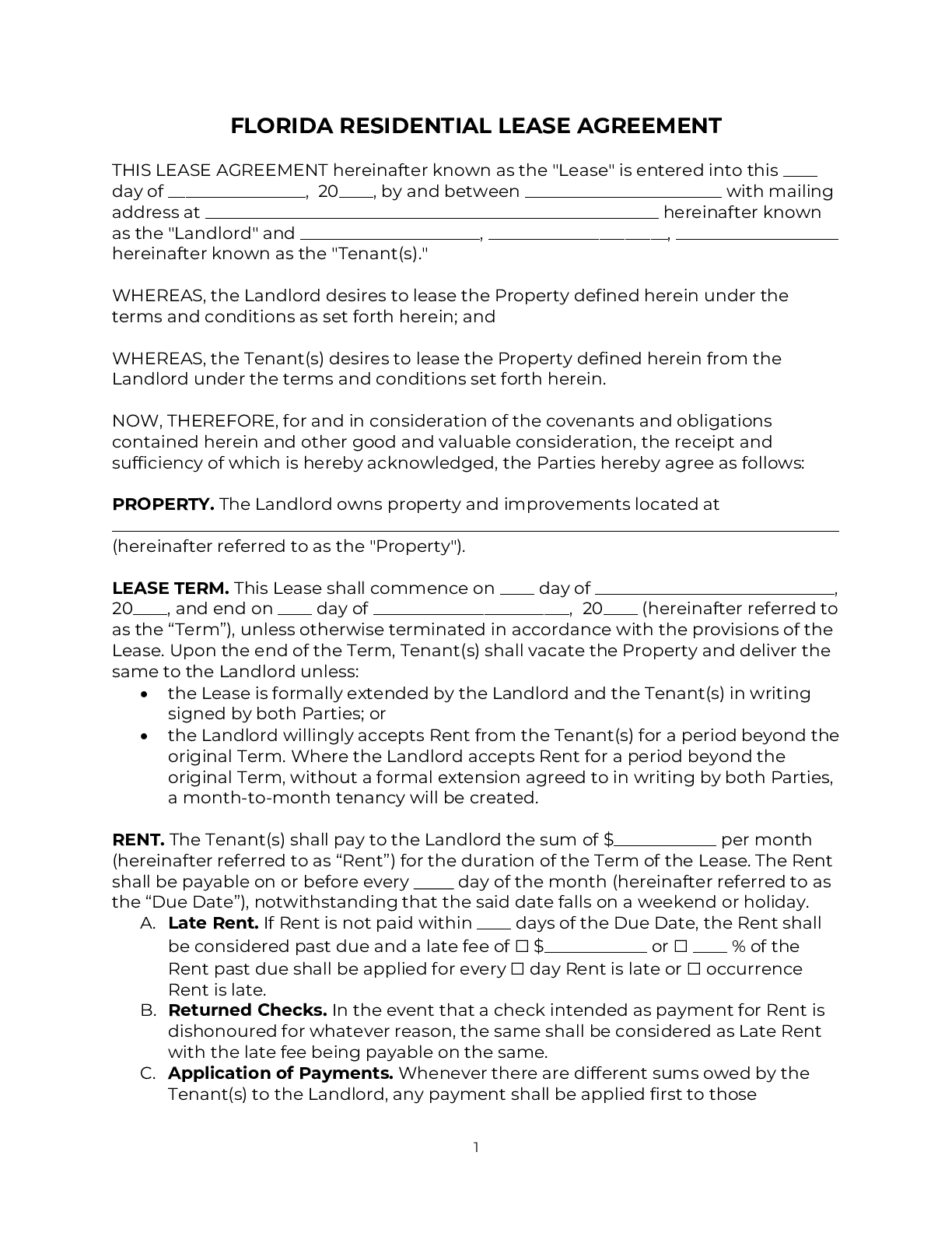 Florida Rental Lease Agreement Template (2025) | Pdf &amp;amp; Doc within Printable Lease Agreement Florida Sample