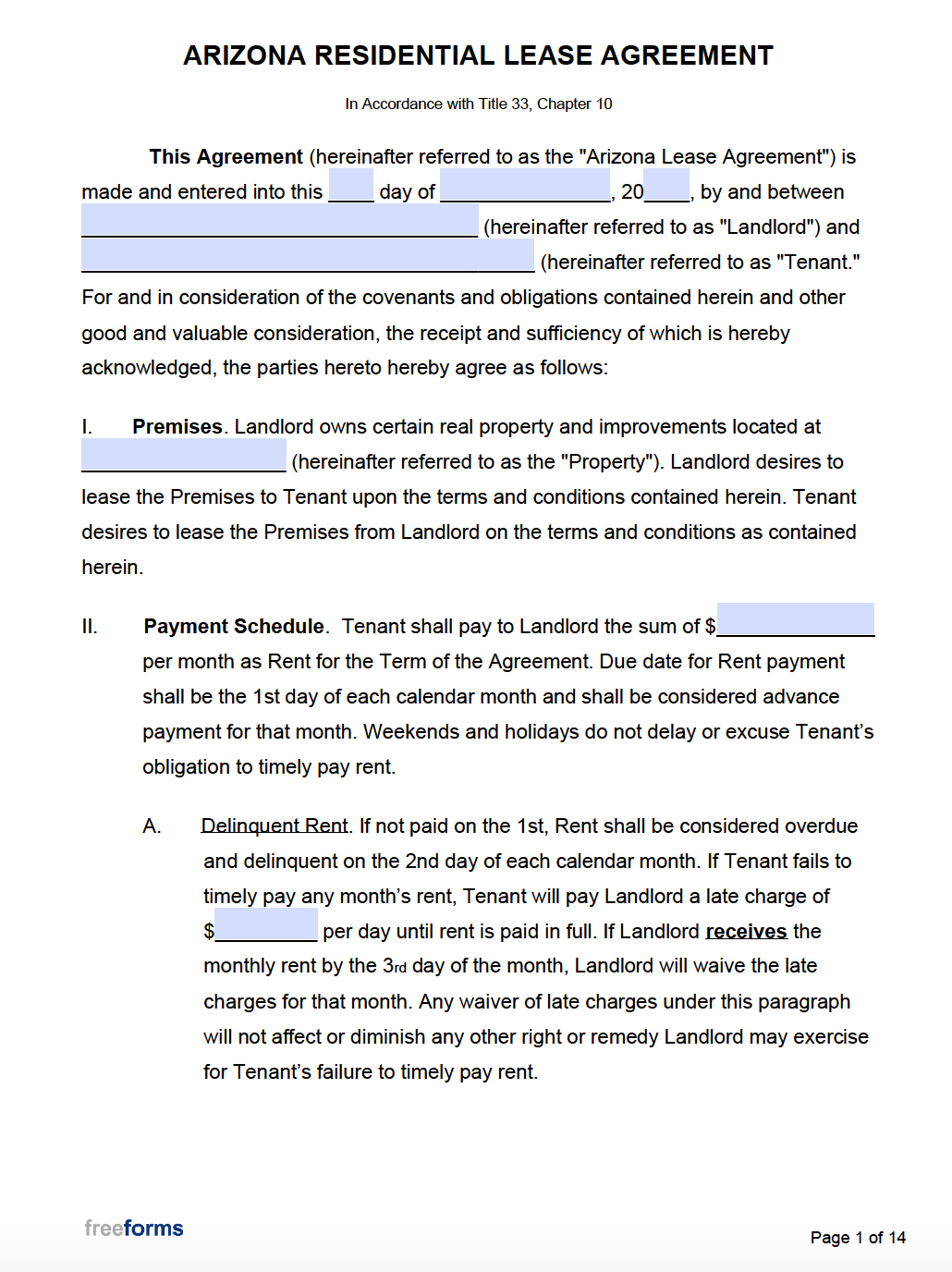 Free Arizona Rental Lease Agreement Templates | Pdf | Word within Free Printable Arizona Residential Lease Agreement