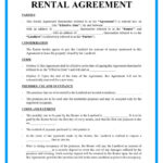 Free Basic Rental Agreement Template Inside Rental House Printable Lease Agreement Word