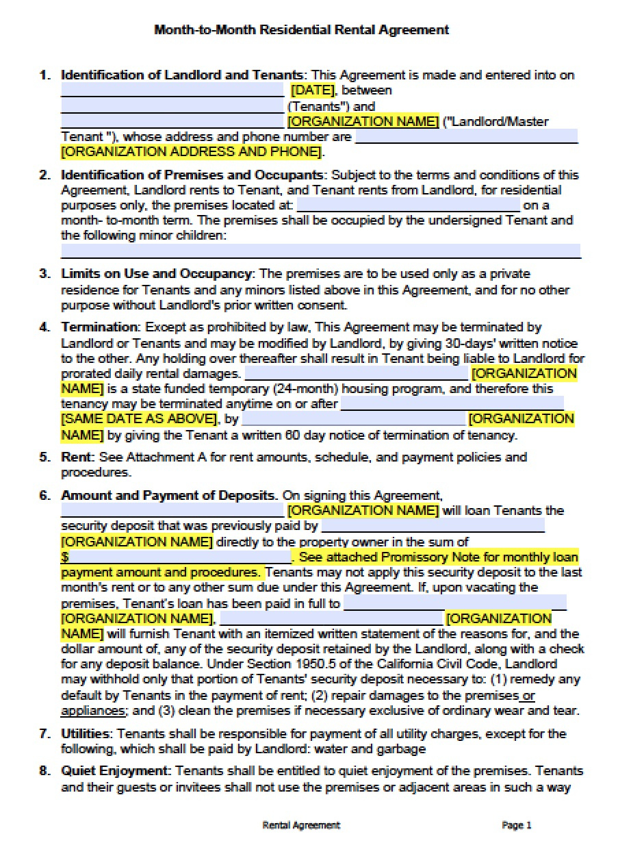 Free California Rental Lease Agreement Templates | Pdf | Word regarding Printable Lease Agreement California Template