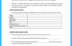 Free Car Lease Agreement Template To Win More Clients regarding Printable Vehicle Lease Agreement Form
