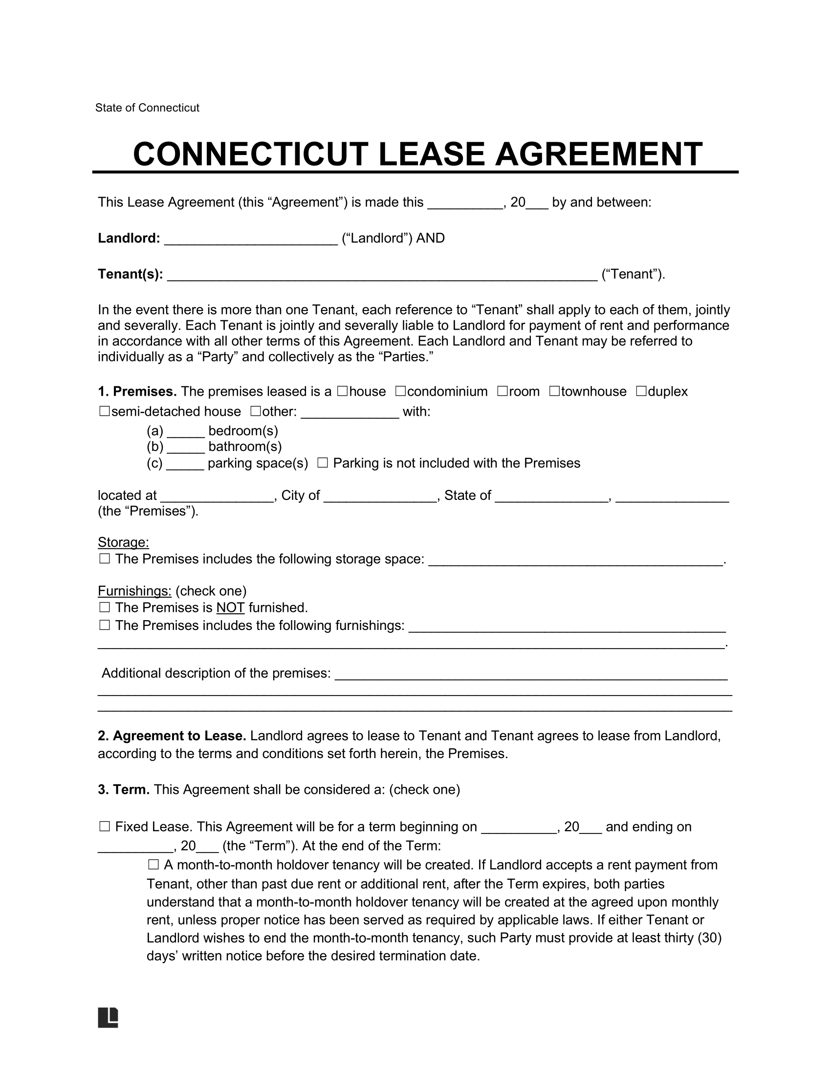 Free Connecticut Lease Agreement Templates (6) | Pdf &amp;amp; Word inside Printable Lease Agreement Ct