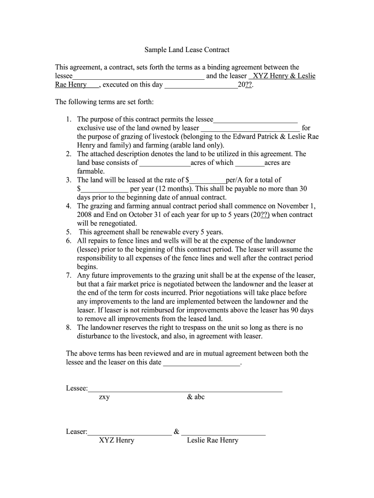 Free Farm Lease Agreement Forms To Print: Fill Out &amp;amp; Sign Online intended for Printable Simple Farm Land Lease Agreement Form
