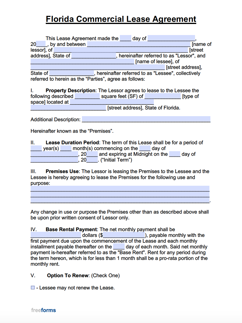 Free Florida Commercial Lease Agreement Template | Pdf | Word within Printable Lease Agreement Florida Commercial
