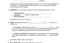 Free Hunting Lease Agreement - Pdf | Word – Eforms within Printable Hunting Lease Agreement Form