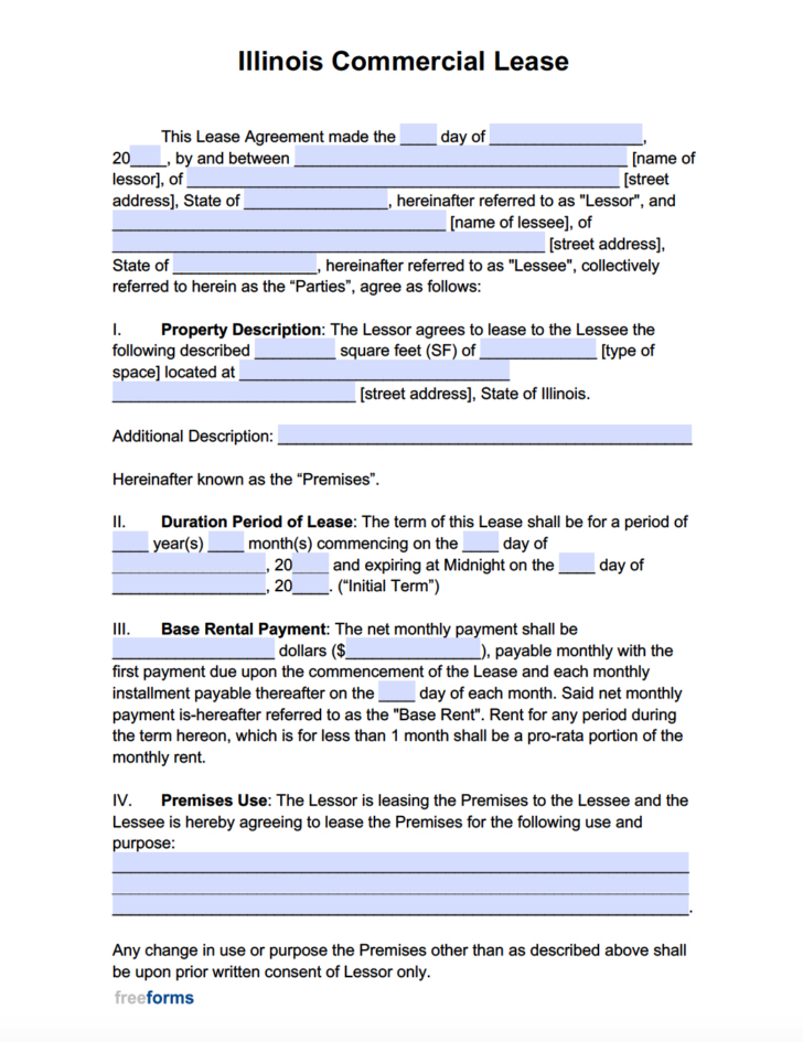 Free Printable Lease Agreement Illinois Template