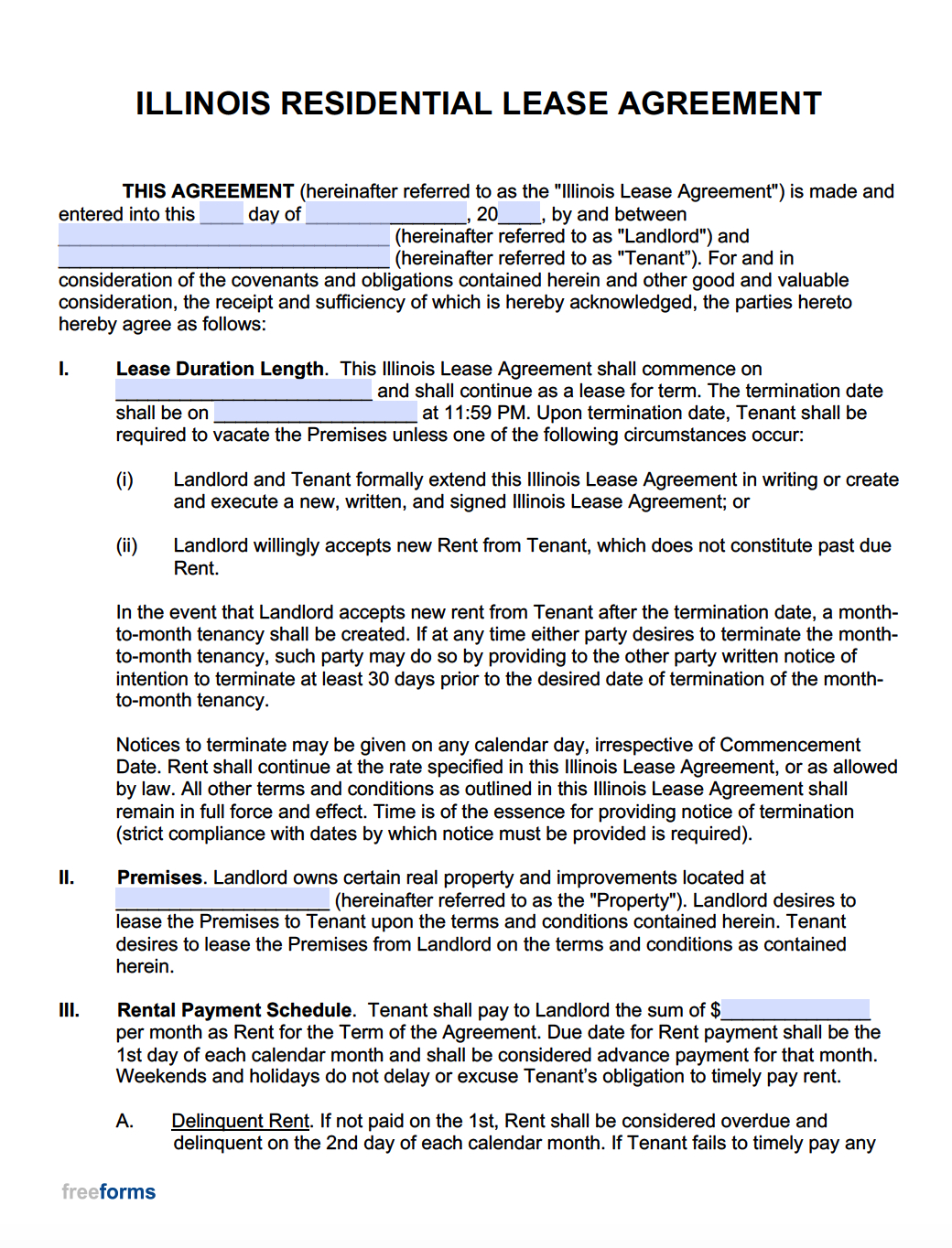 Free Illinois Rental Lease Agreement Templates | Pdf | Word for Free Printable Chicago Lease Agreement