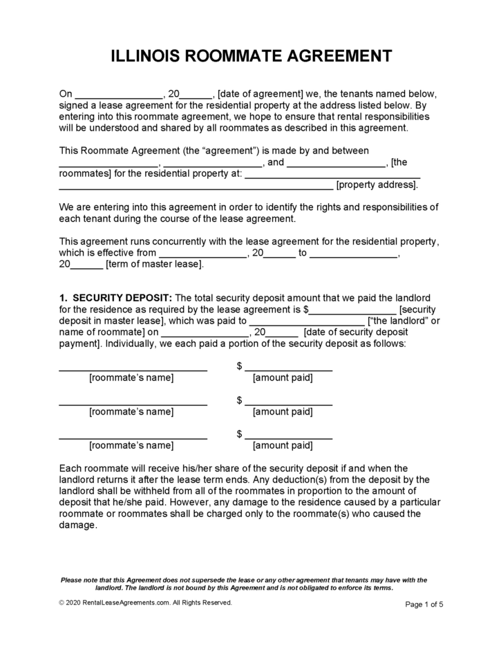 Residential Printable Lease Agreement Illinois