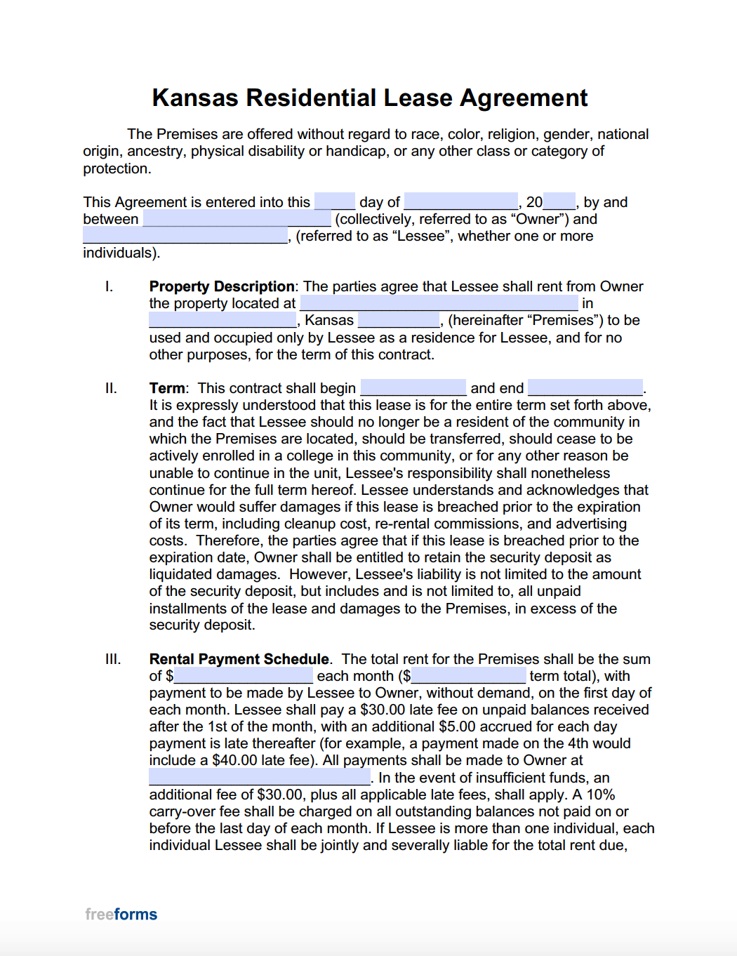 Free Kansas Rental Lease Agreement Templates | Pdf | Word for Kansas Rental Lease Agreement Free Printable