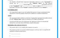 Free Month-To-Month Rental Agreements Sample inside Rental Agreement For 6 Months