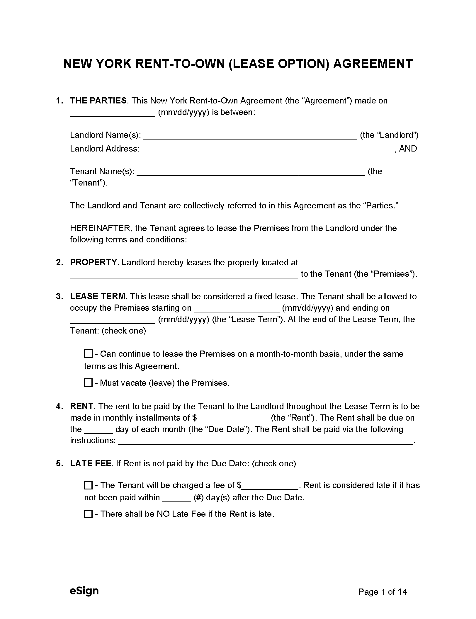 Free New York Rental Lease Agreement Templates (6) | Pdf regarding Printable Lease Agreement New York