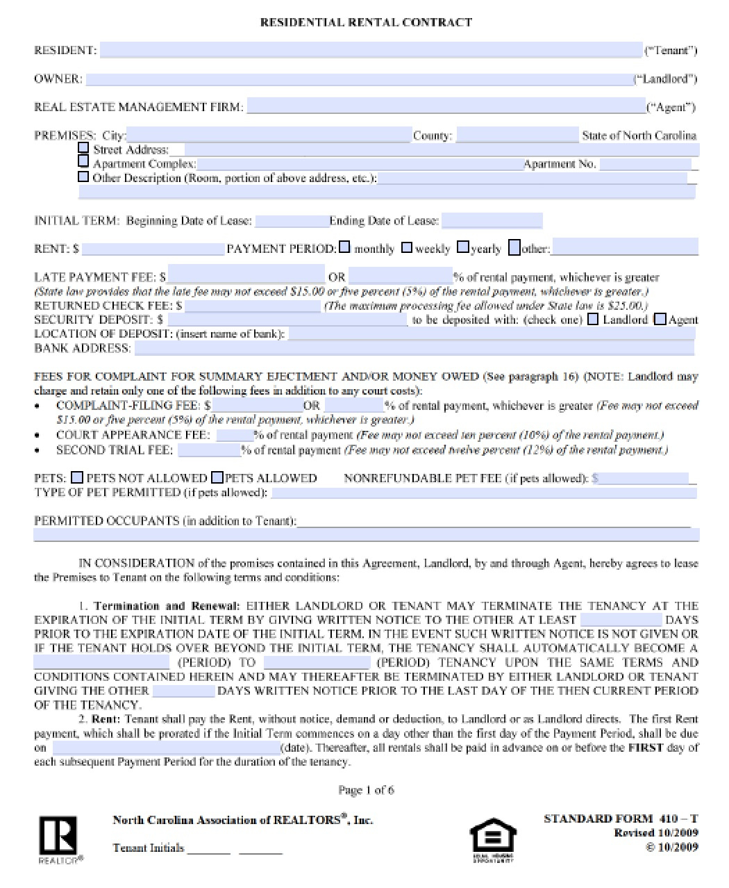 Free North Carolina Rental Lease Agreement Templates | Pdf | Word regarding North Carolina Lease Agreement Free Printable