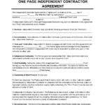 Free One Page Independent Contractor Agreement Template | Pdf & Word With Black And White Agreement Template