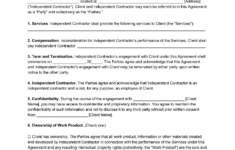 Free One-Page Independent Contractor Agreement Template | Pdf &amp; Word with Black And White Agreement Template