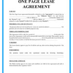 Free One Page Lease Agreement Templates Pertaining To Lease Agreement Form Printable Editable