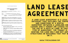 Free Printable Land Lease Agreement Templates [Word &amp; Pdf] Sample for Land Lease Agreement Printable