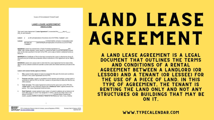 Land Lease Agreement Printable
