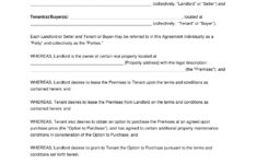 Free Rent-To-Own Contract Template | Pdf &amp; Word within Printable Lease To Own Agreement