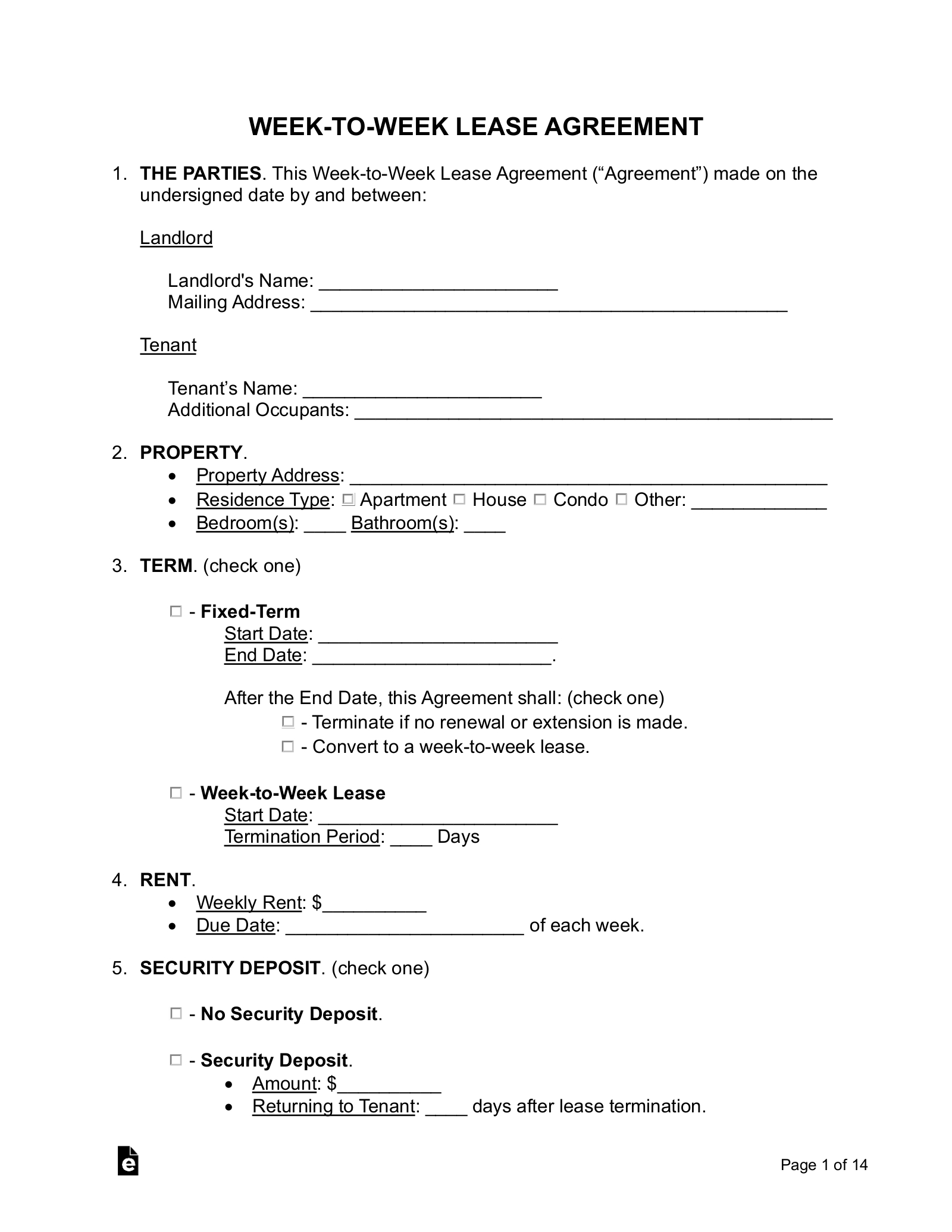 Free Rental / Lease Agreement Templates (15) - Pdf | Word – Eforms intended for Free Printable Lease Agreement Simple