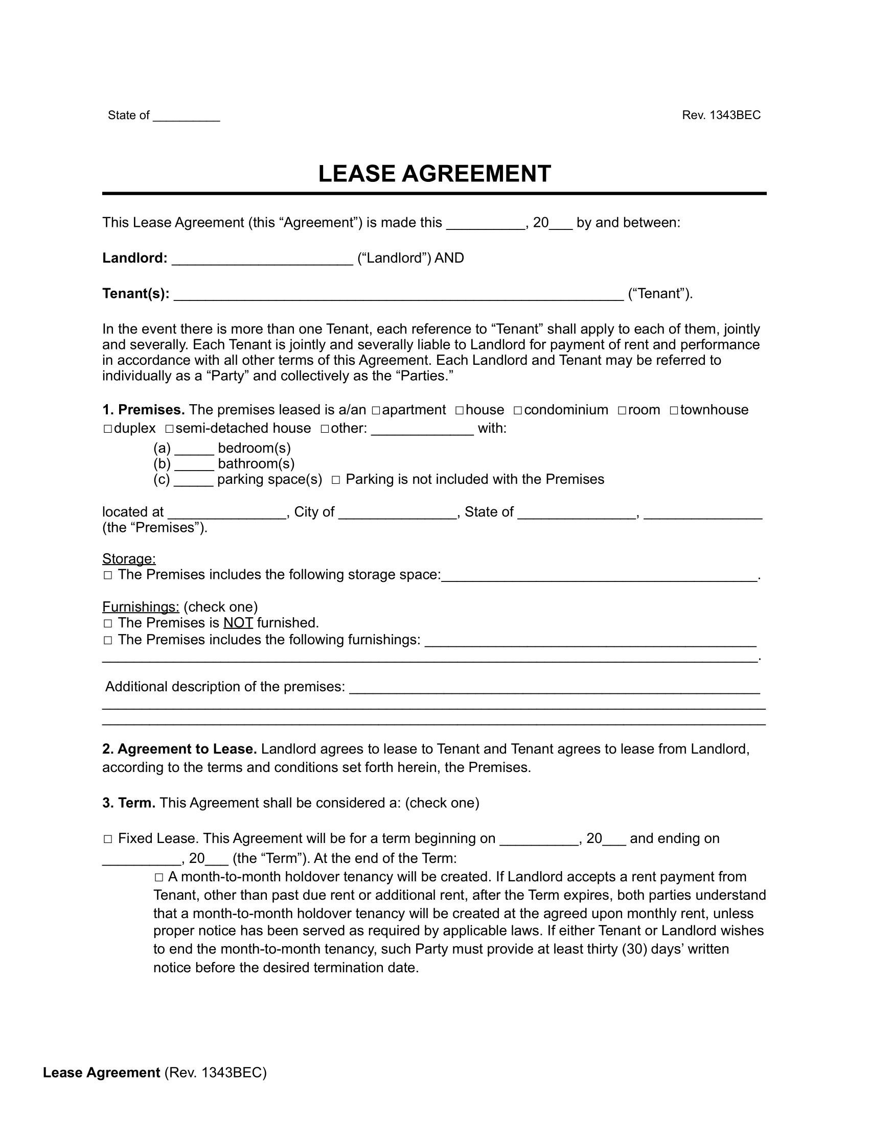 Free Rental &amp;amp; Lease Agreement Templates | Pdf &amp;amp; Word pertaining to A Printable Lease Agreement