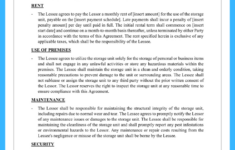Free Simple Storage Rental Agreement Template in Free Printable Storage Unit Lease Agreement