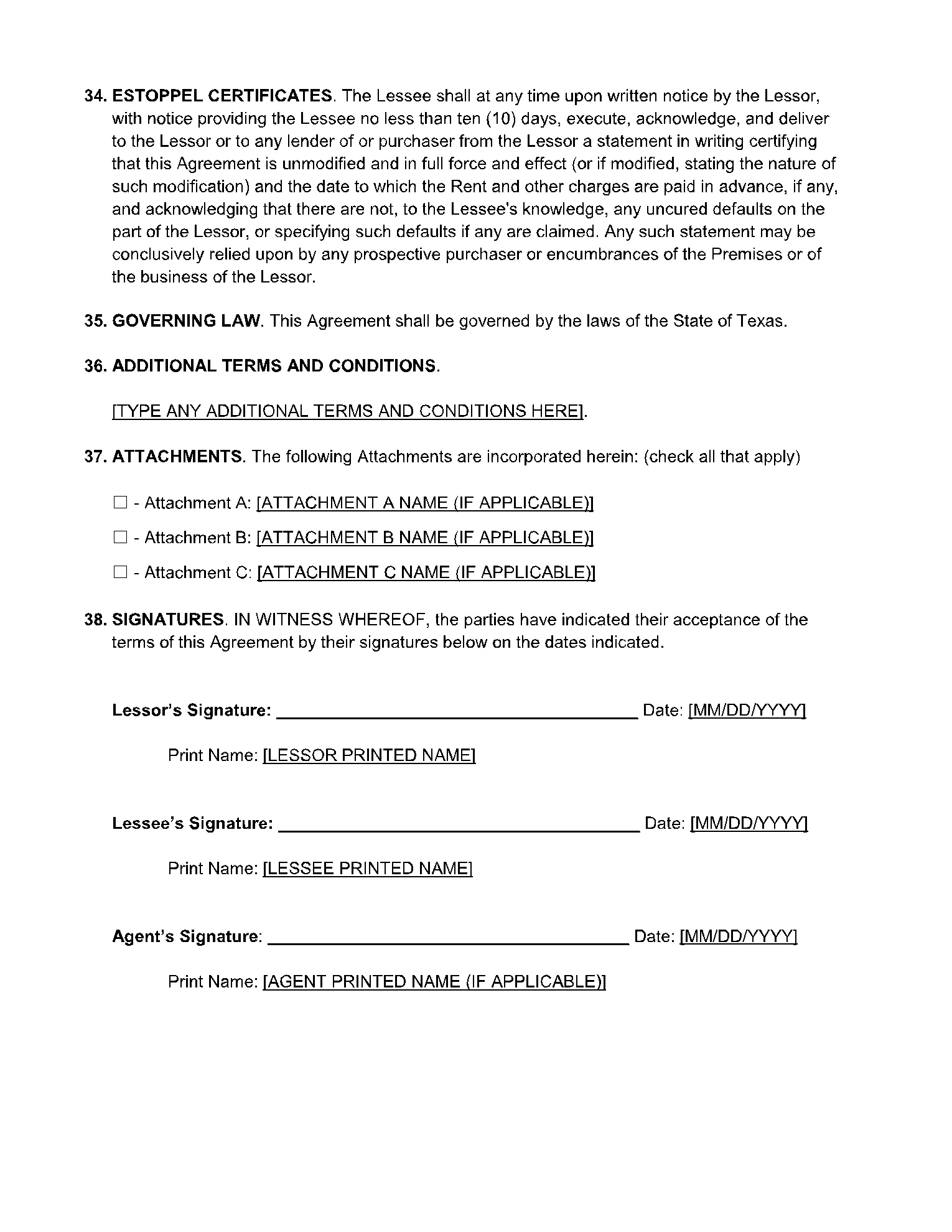 Free Texas Commercial Lease Agreement (2021 Updated) - Cocosign with Printable Lease Agreement Texas Commercial