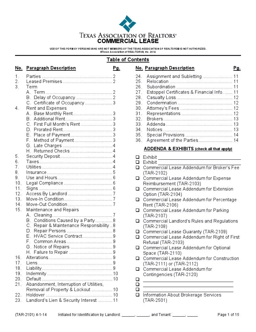 Free Texas Commercial Lease Agreement Form | Formspal with regard to Printable Lease Agreement Texas Commercial