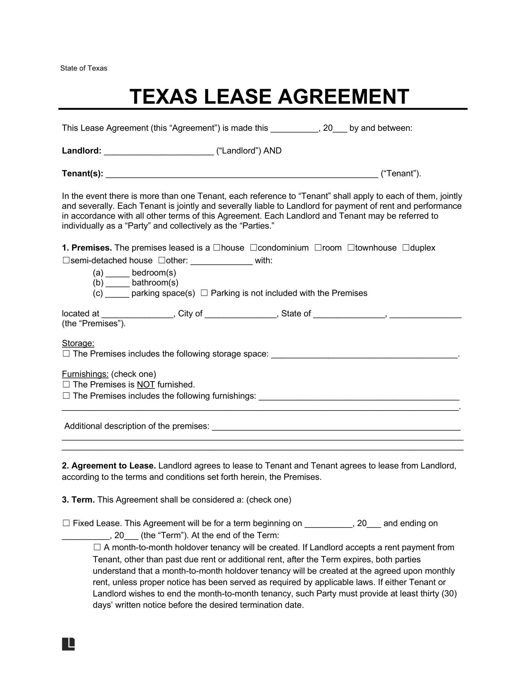 Free Texas Lease Agreement Templates (6) | Pdf &amp;amp; Word pertaining to Printable Lease Agreement Texas Free