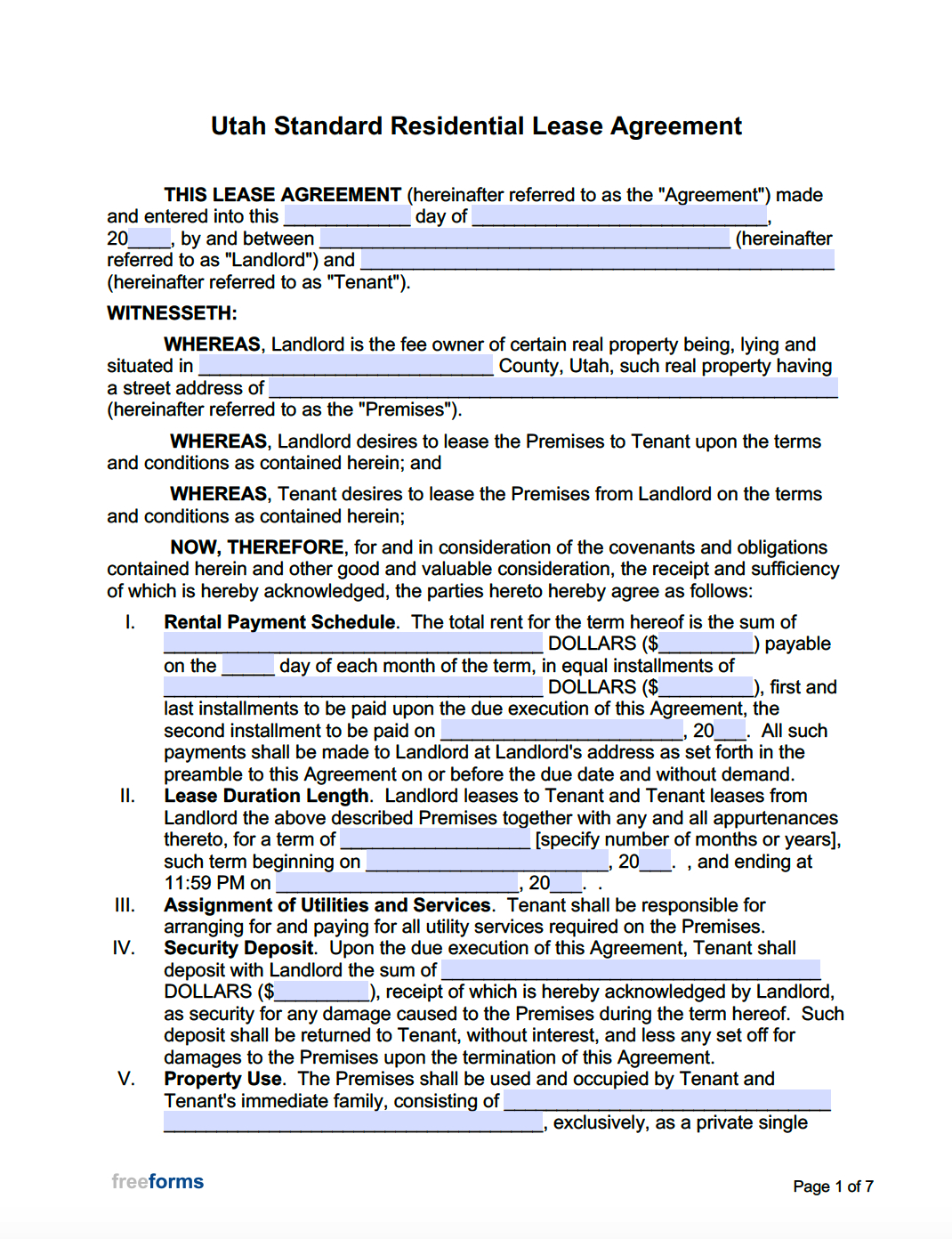 Free Utah Standard Residential Lease Agreement Template | Pdf | Word within Utah Lease Agreement Printable