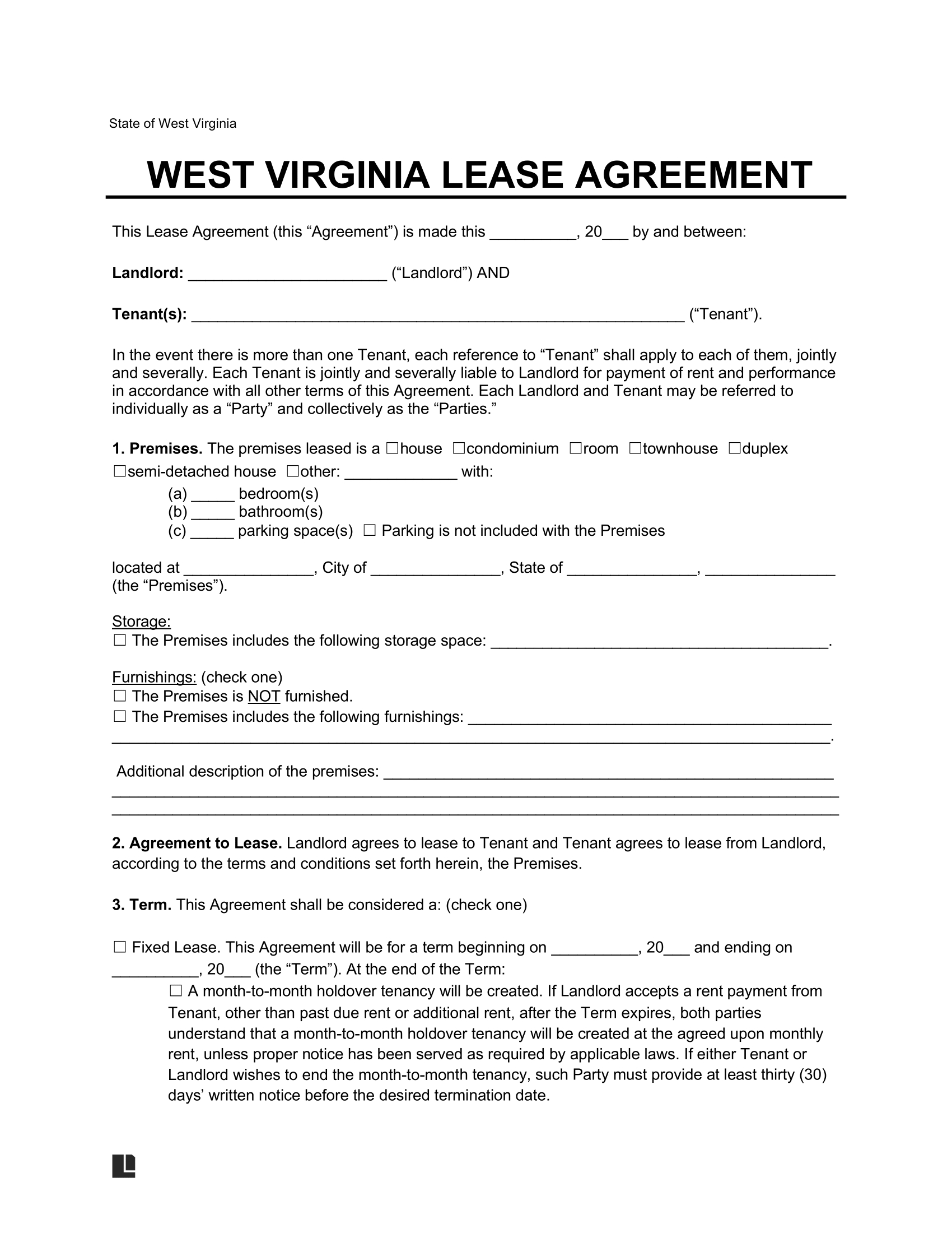 Free West Virginia Lease Agreement Templates (6) | Pdf &amp;amp; Word intended for Free Printable Lease Agreement Wv