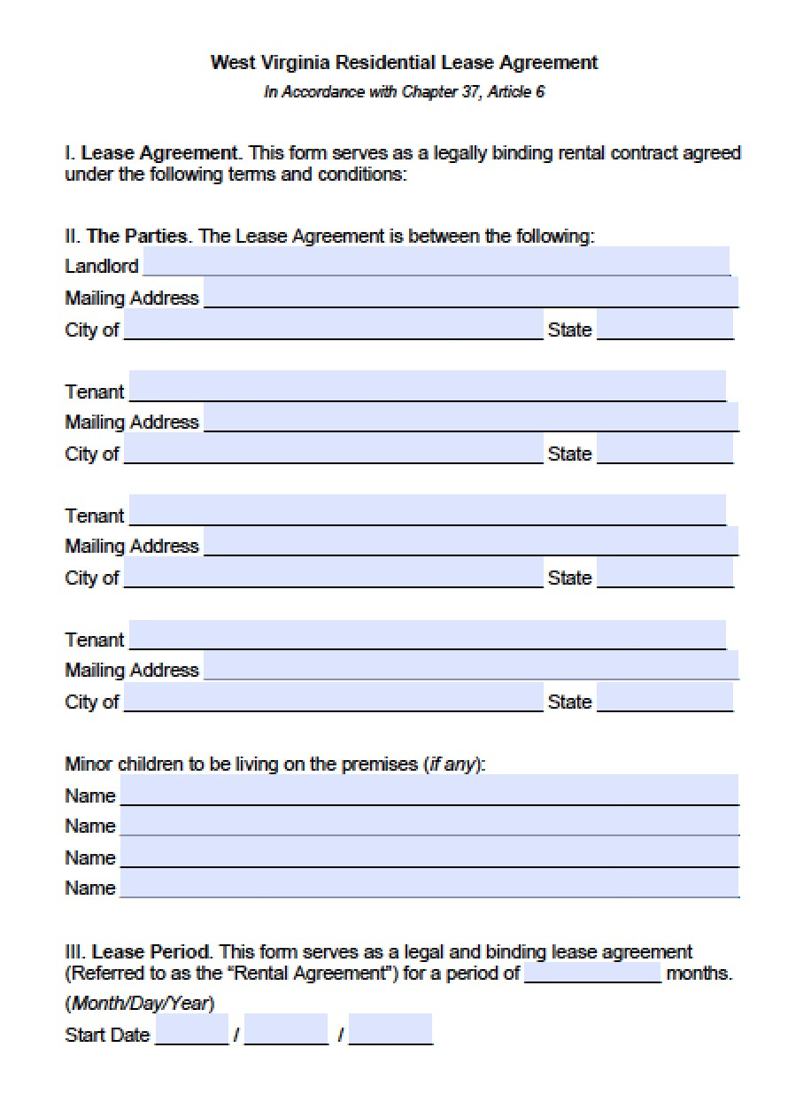 Free West Virginia Rental Lease Agreement Templates | Pdf | Word pertaining to Free Printable Lease Agreement Wv