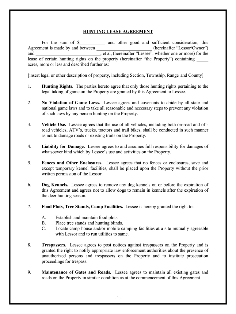 Hunting Lease Agreement Template: Fill Out &amp;amp; Sign Online | Dochub within Free Printable Hunting Lease Agreement Template