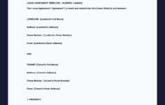 Lease Agreement Template Alberta - Canada intended for Printable Lease Agreement Alberta