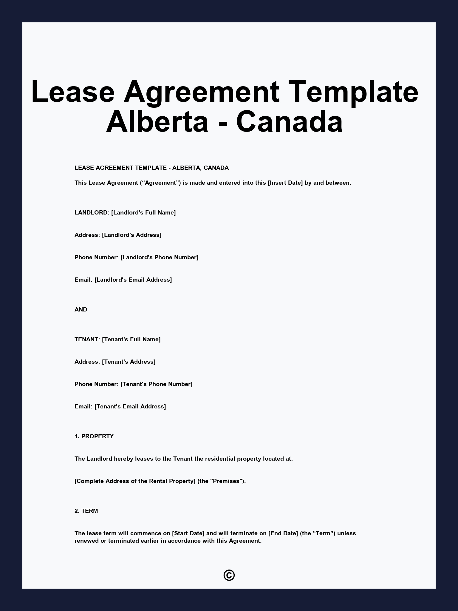 Lease Agreement Template Alberta - Canada intended for Printable Lease Agreement Alberta