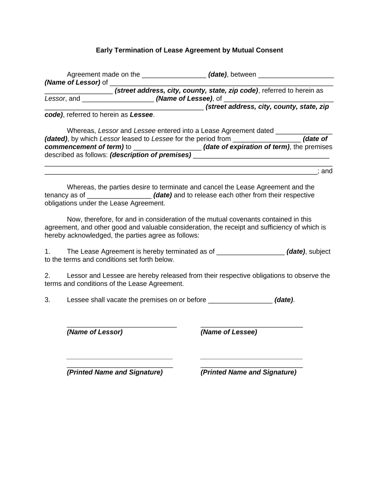 Mutual Lease Termination Agreement: Pre-Built Template | Airslate intended for Printable Mutual Lease Termination Agreement