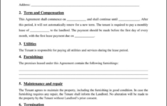 One Page Lease Agreement | Free Rental Contract Template in Free Printable One Year Lease Agreement
