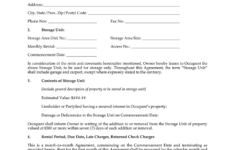 Or Self Storage Rental Agreement Form – Fill Online, Printable intended for Free Printable Storage Unit Lease Agreement
