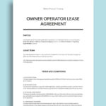 Owner Operator Lease Agreement Template In Google Docs, Word Pertaining To Printable Trucking Company Owner Operator Lease Agreement Form