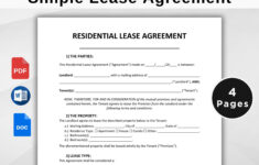 Printable Lease Agreement. Rental Agreement Template. Residential within Printable Lease Agreement For Rental Property