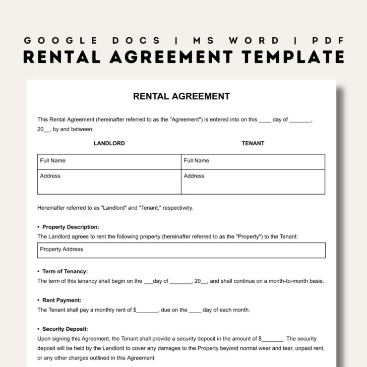 Printable Lease Agreement Forms Template