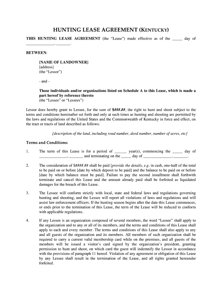 Simple Hunting Lease Agreement Template: Fill Out &amp;amp; Sign Online with Free Printable Hunting Lease Agreement Template