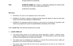 Vehicle Lease Agreement Template [Free Download] Word &amp; Pdf throughout Printable Vehicle Lease Agreement Form